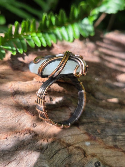 Moonstone Copper Wire Wrapped Ring - Jewellery Australia