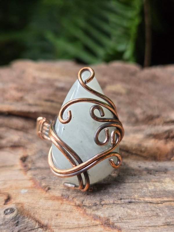 Moonstone Copper Wire Wrapped Ring - Jewellery Australia