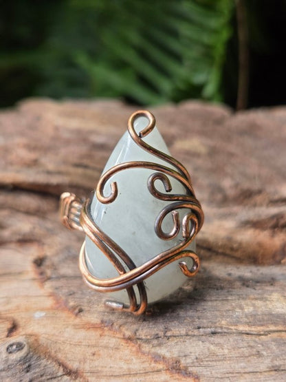 Moonstone Copper Wire Wrapped Ring - Jewellery Australia