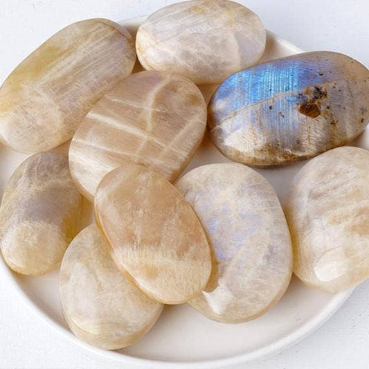 Moonstone Crystal Palm Stone - Crystals Australia