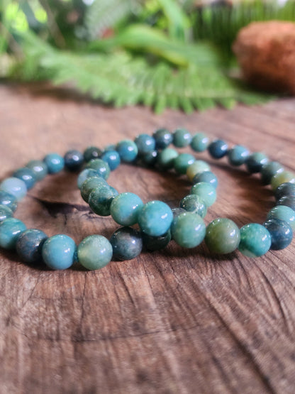 Crystals Moss Agate Bracelet 8mm