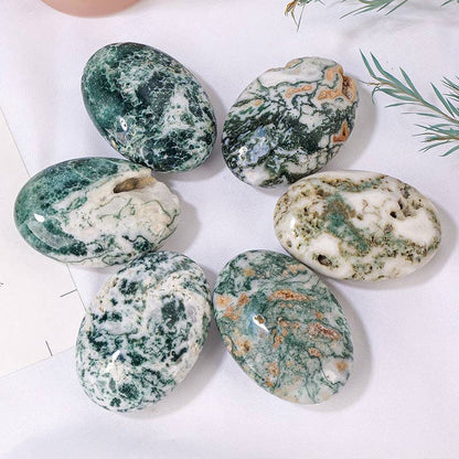 Moss Agate Crystal Palm Stone - Crystals Australia