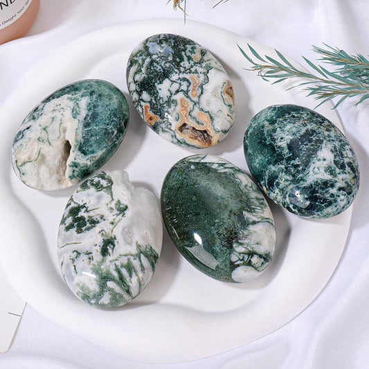 Moss Agate Crystal Palm Stone - Crystals Australia