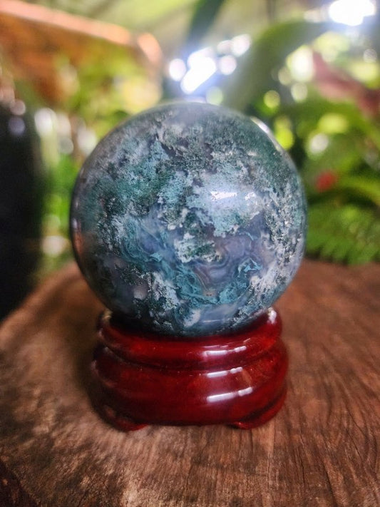 Moss Agate Crystal Sphere 291g - Crystals Australia