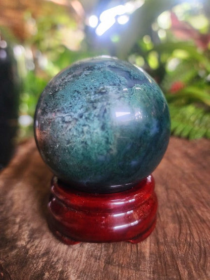 Moss Agate Crystal Sphere 291g - Crystals Australia