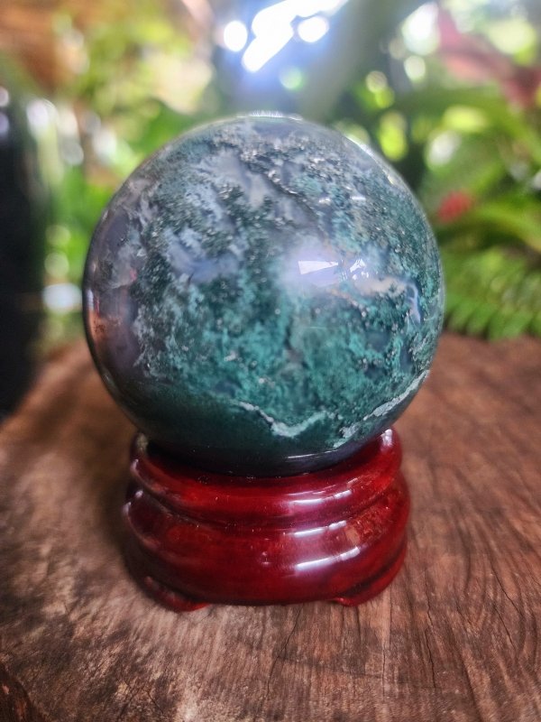 Moss Agate Crystal Sphere 291g - Crystals Australia