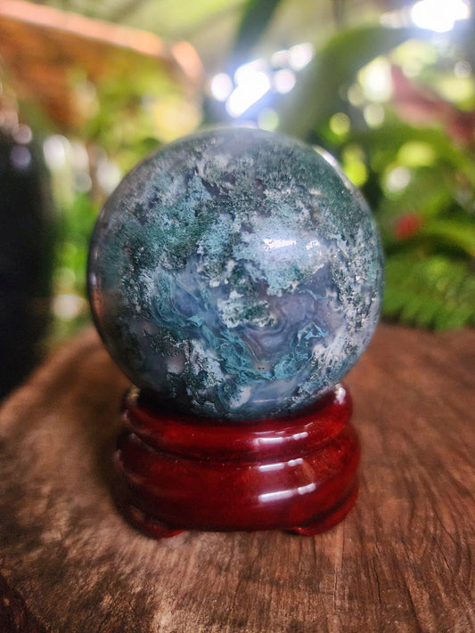 Moss Agate Crystal Sphere 291g Australia
