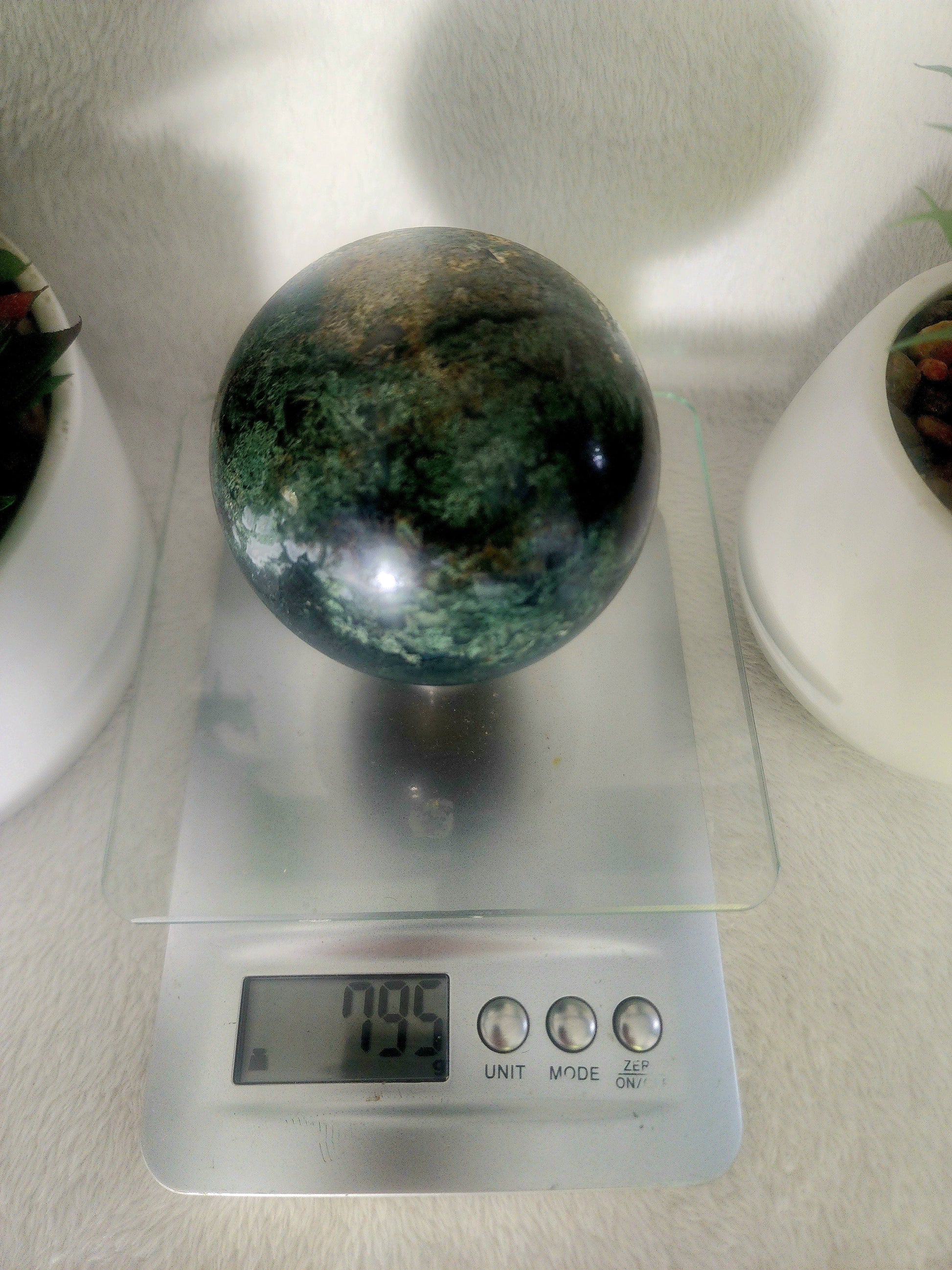 Moss Agate Sphere 795g Australia