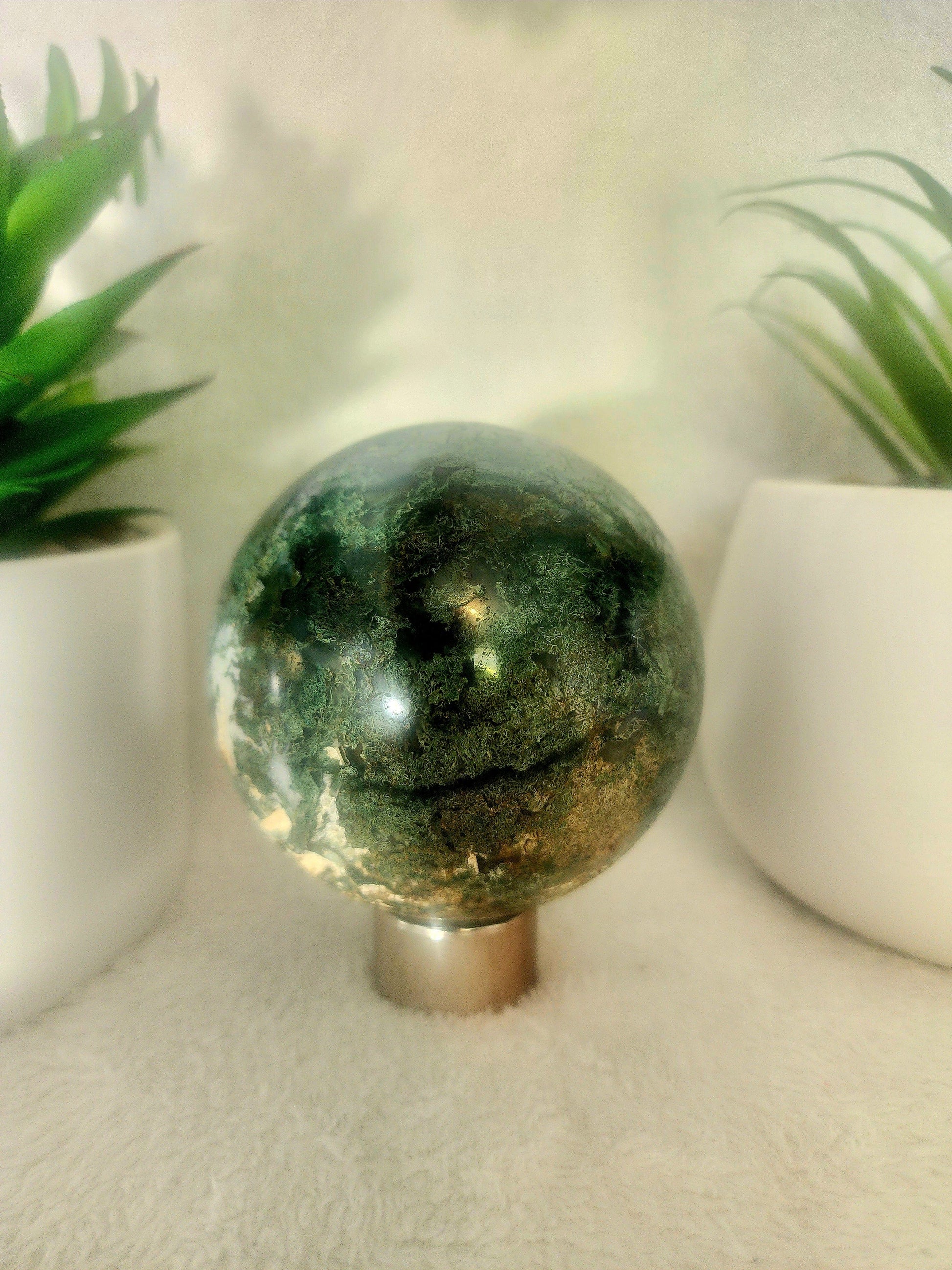 Moss Agate Sphere 795g Australia