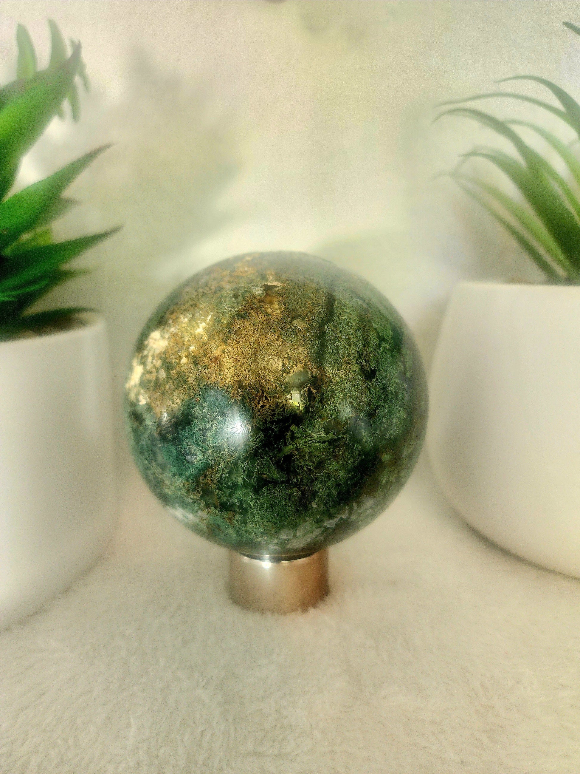 Moss Agate Sphere 795g Australia