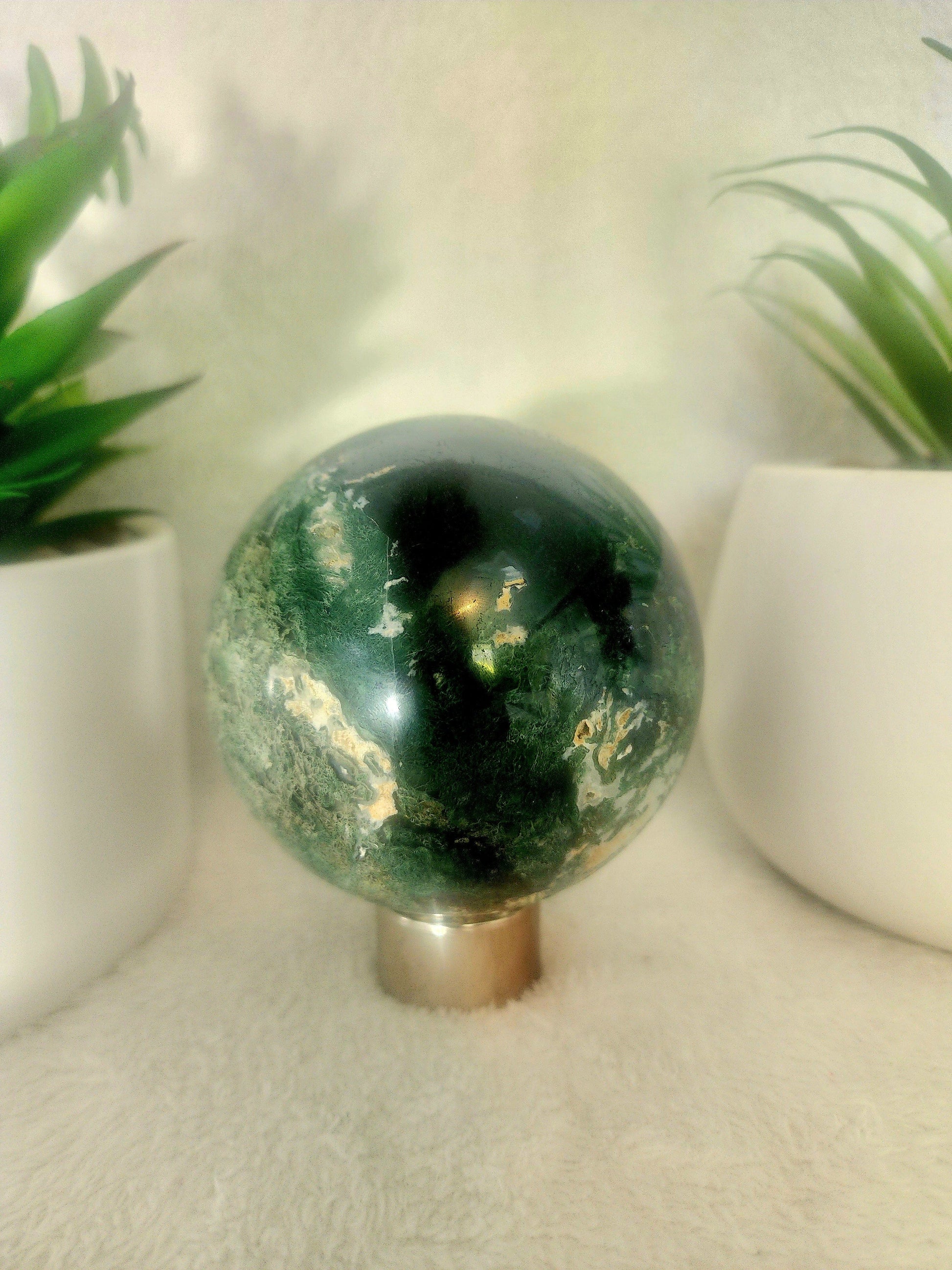 Moss Agate Sphere 795g Australia