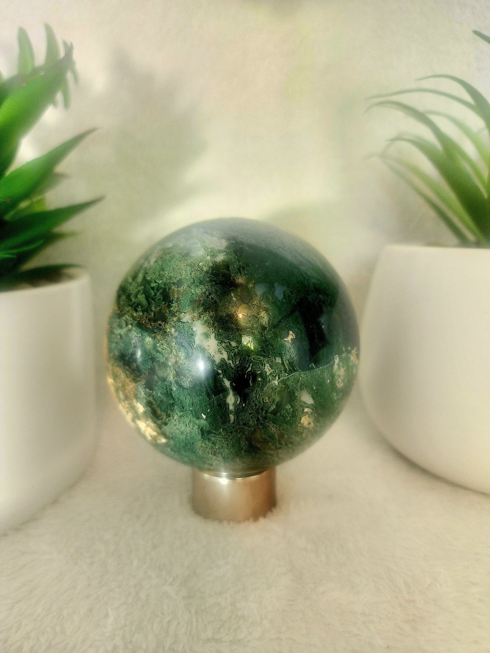 Moss Agate Sphere 795g Australia