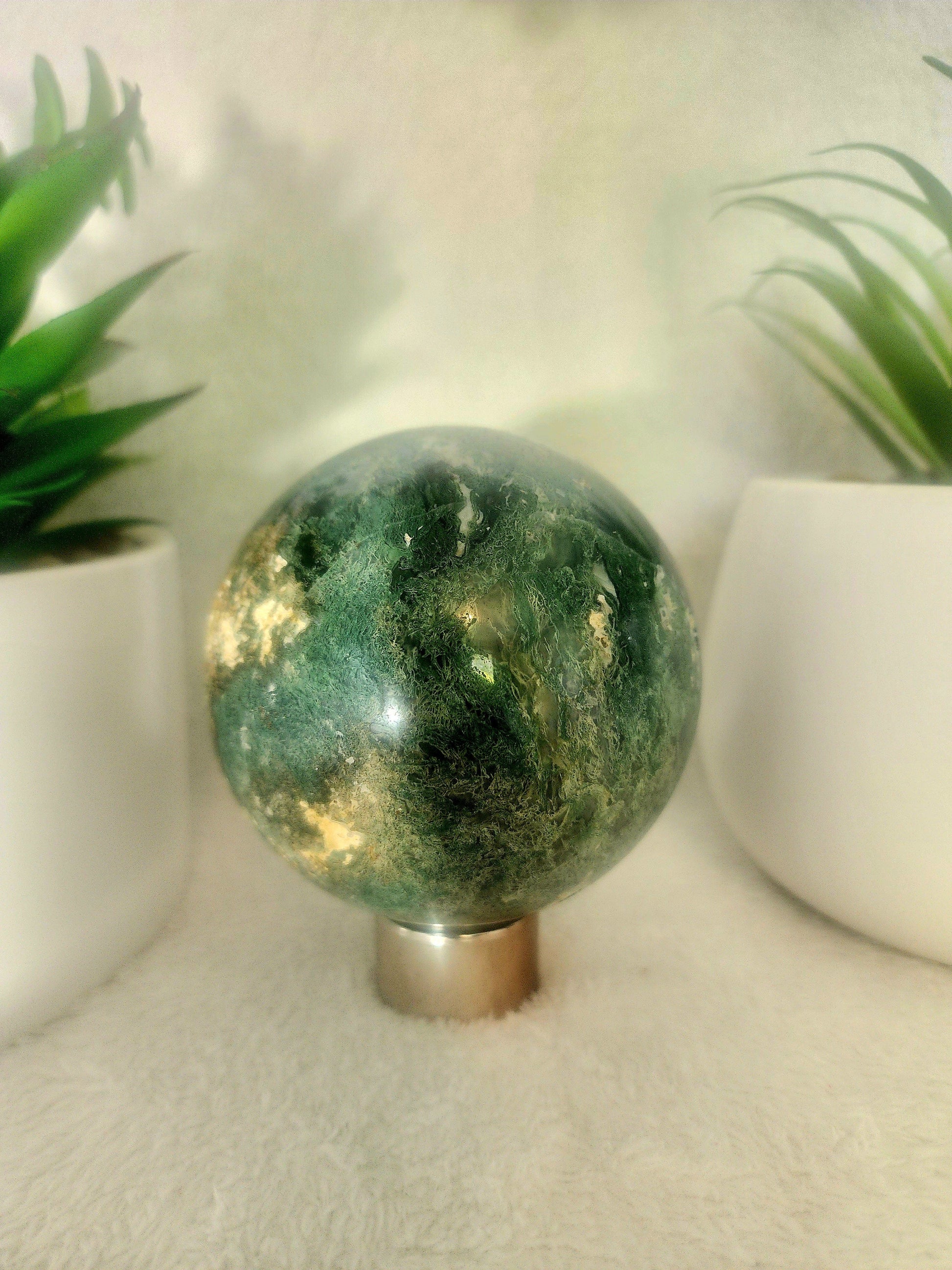 Moss Agate Sphere 795g Australia