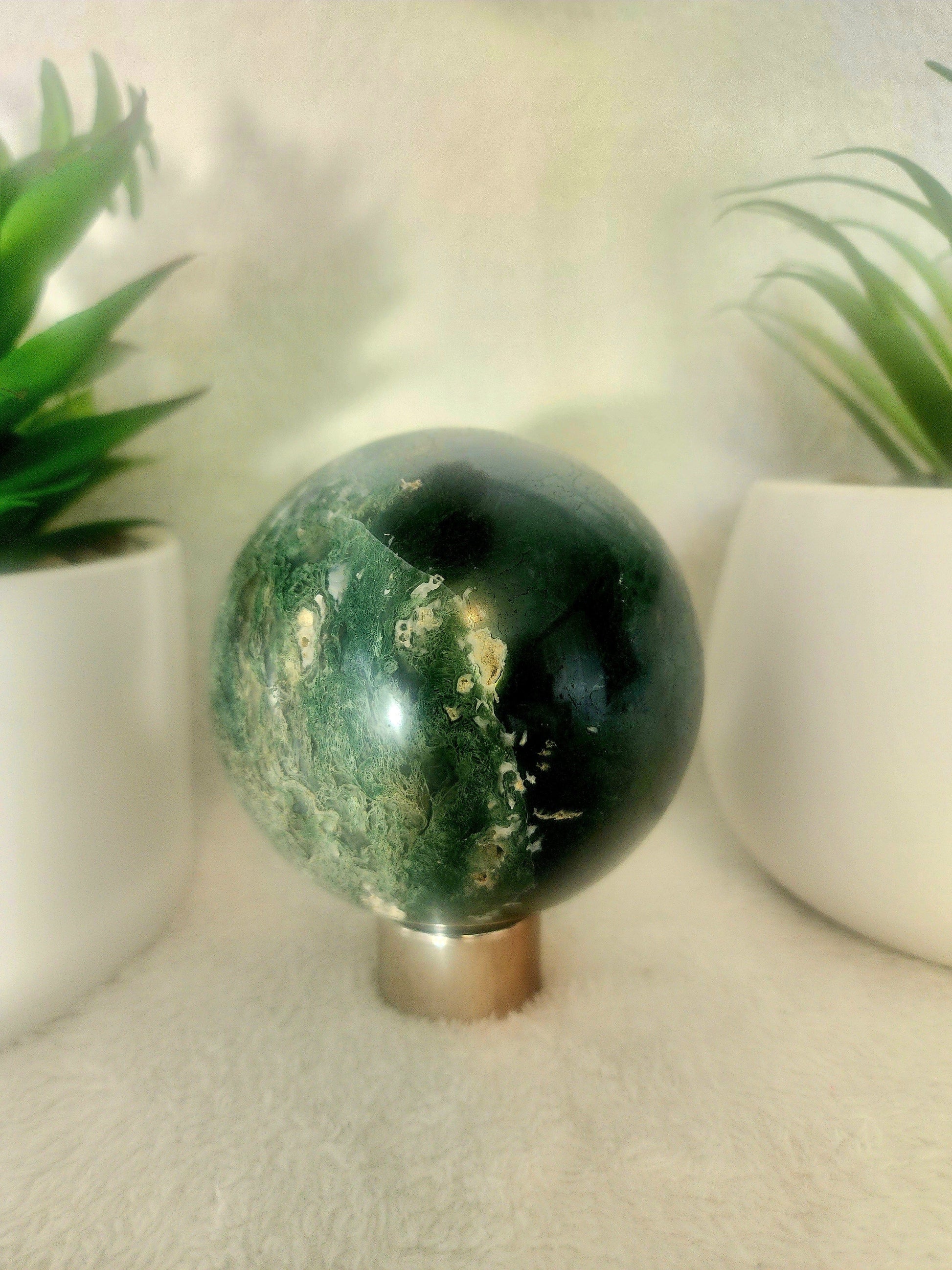 Moss Agate Sphere 795g Australia