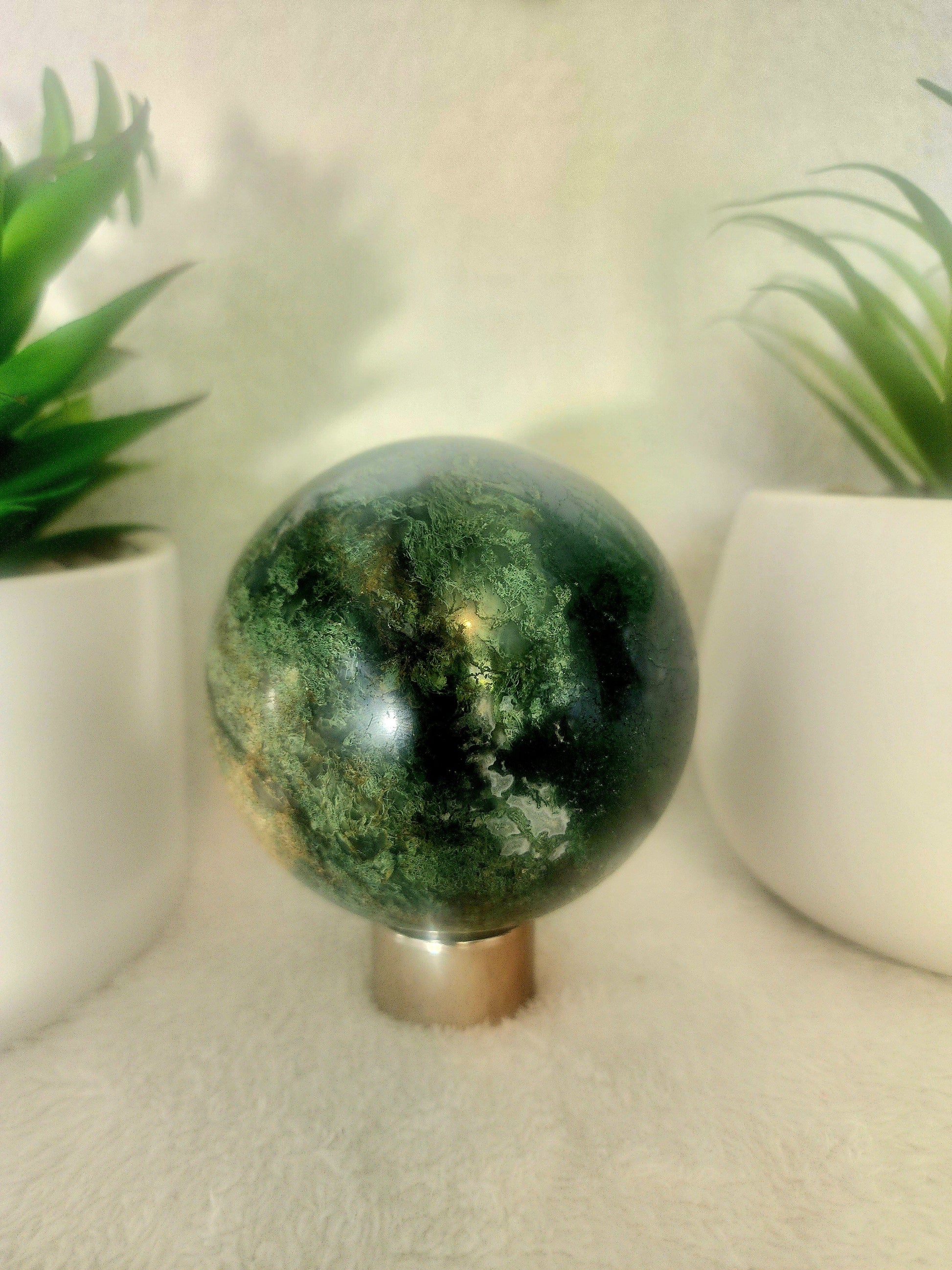Moss Agate Sphere 795g Australia