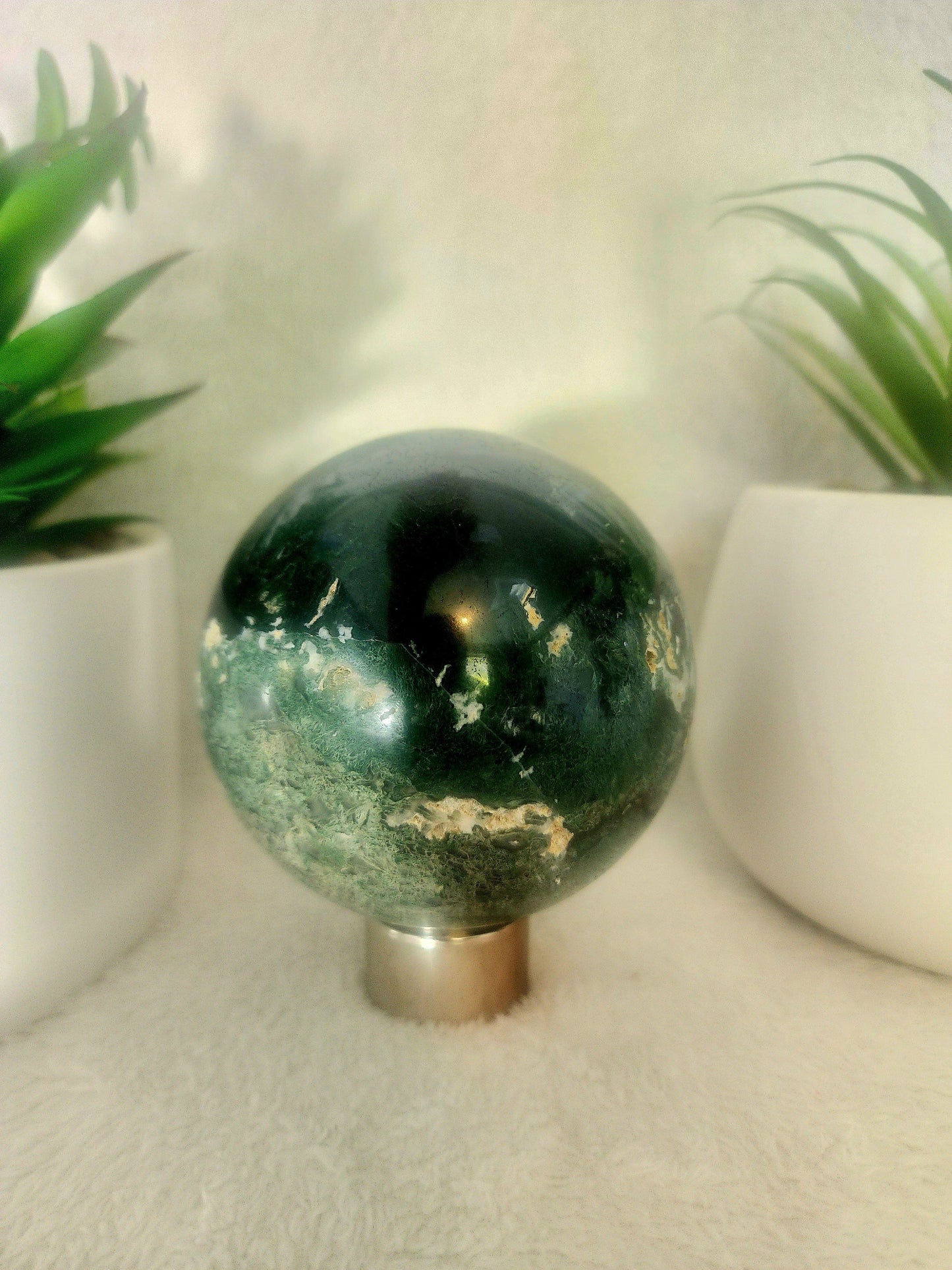 Moss Agate Sphere 795g Australia