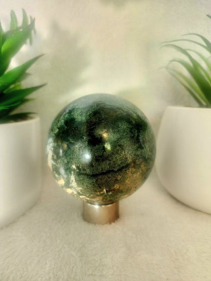 Moss Agate Sphere 795g - Crystals Australia