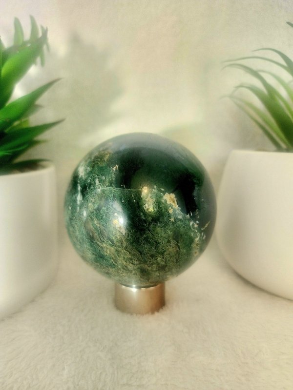Moss Agate Sphere 795g - Crystals Australia