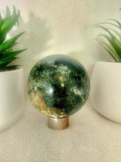 Crystals Moss Agate Sphere 795g