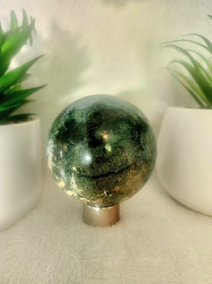 Crystals Moss Agate Sphere 795g
