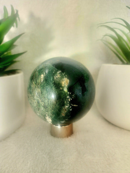 Crystals Moss Agate Sphere 795g