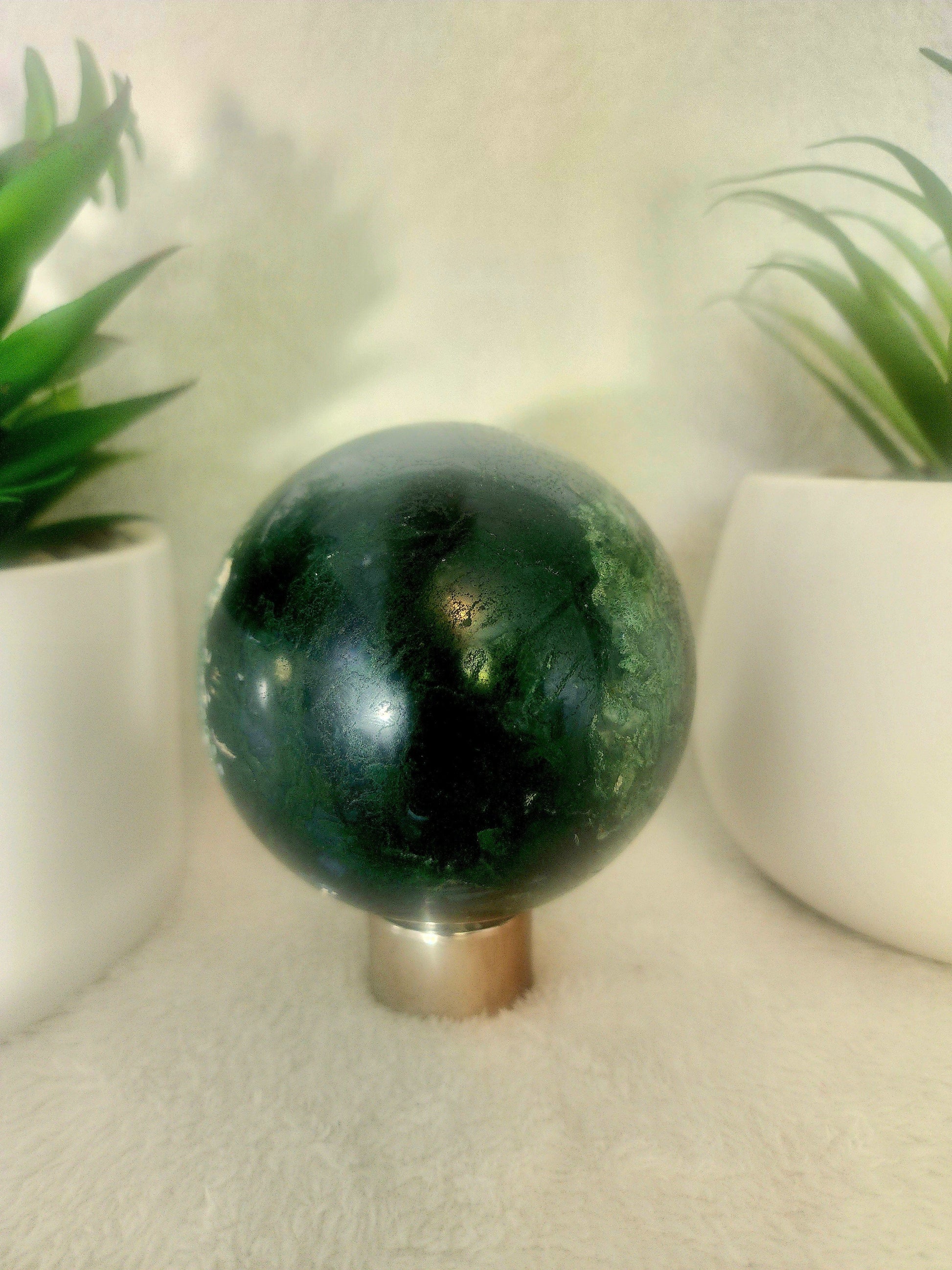 Crystals Moss Agate Sphere 795g