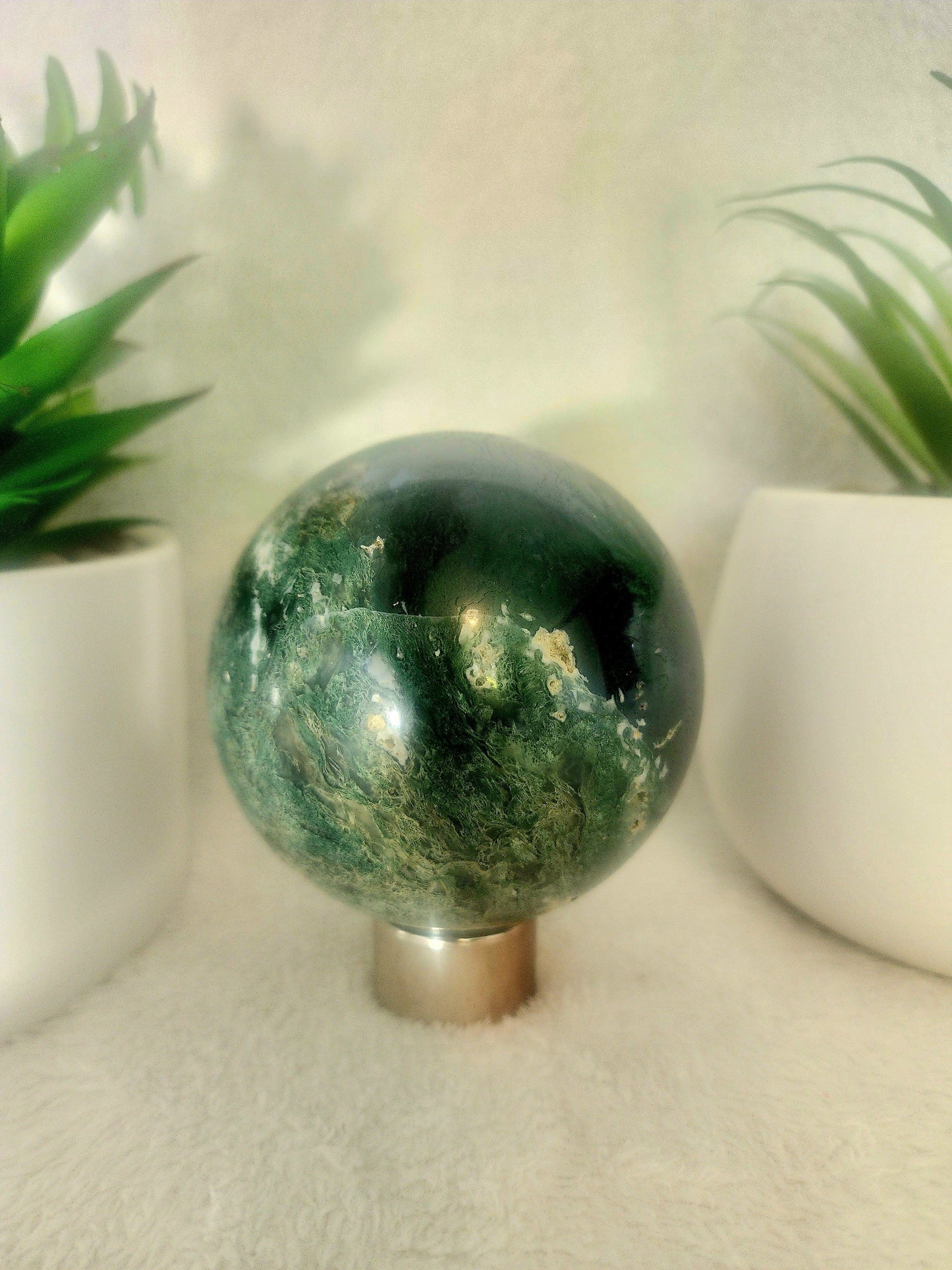 Crystals Moss Agate Sphere 795g