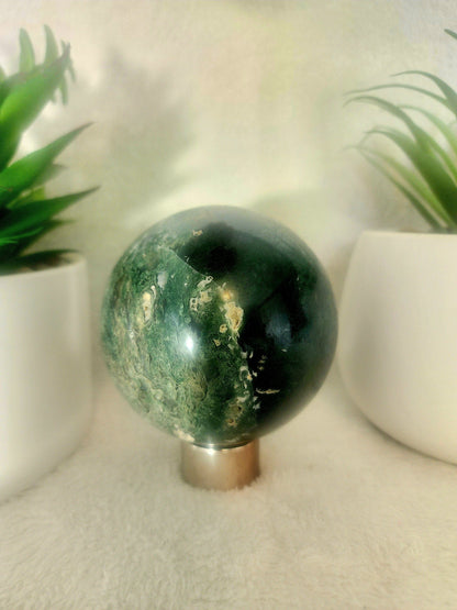 Crystals Moss Agate Sphere 795g