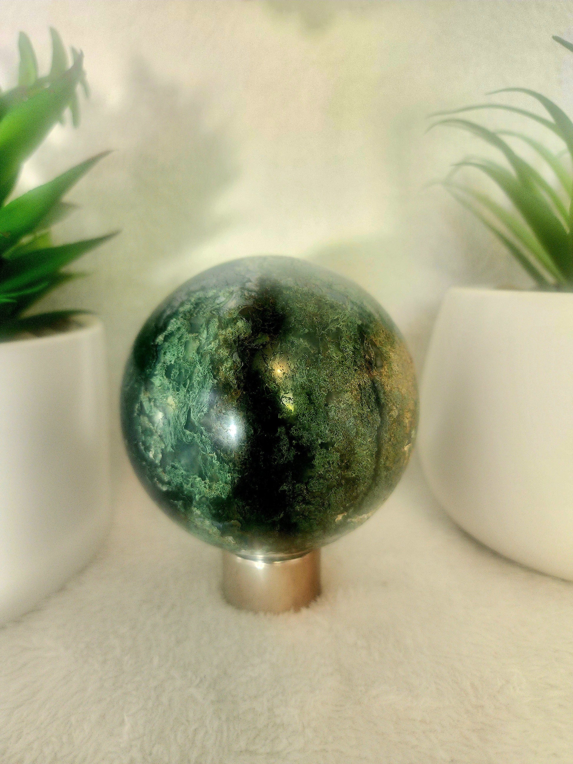 Crystals Moss Agate Sphere 795g
