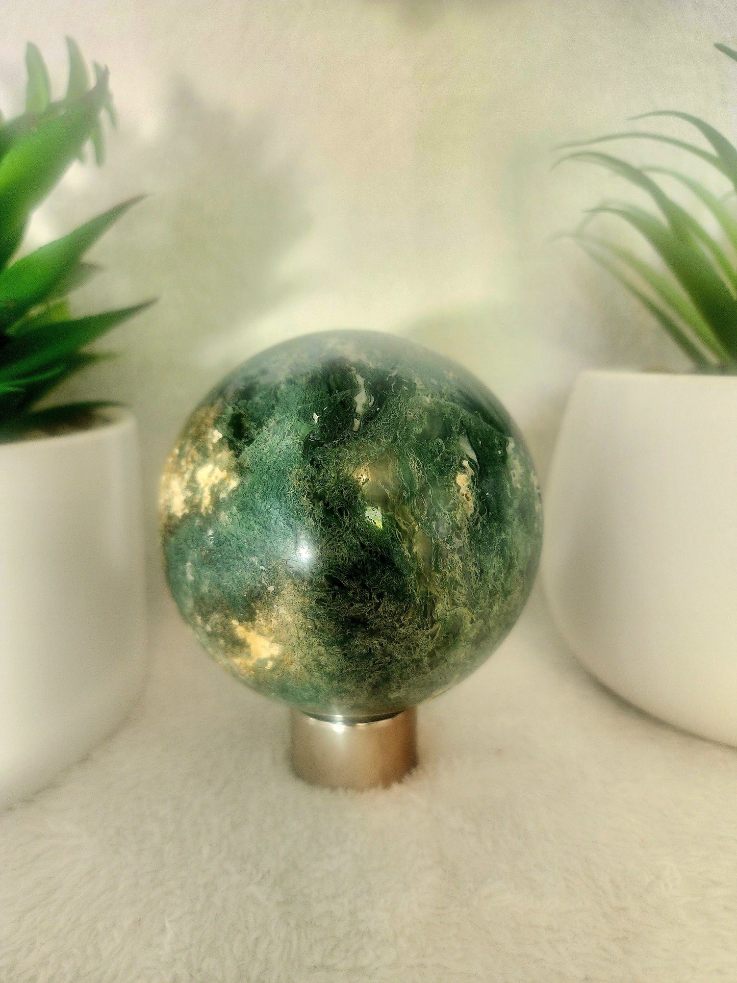 Crystals Moss Agate Sphere 795g