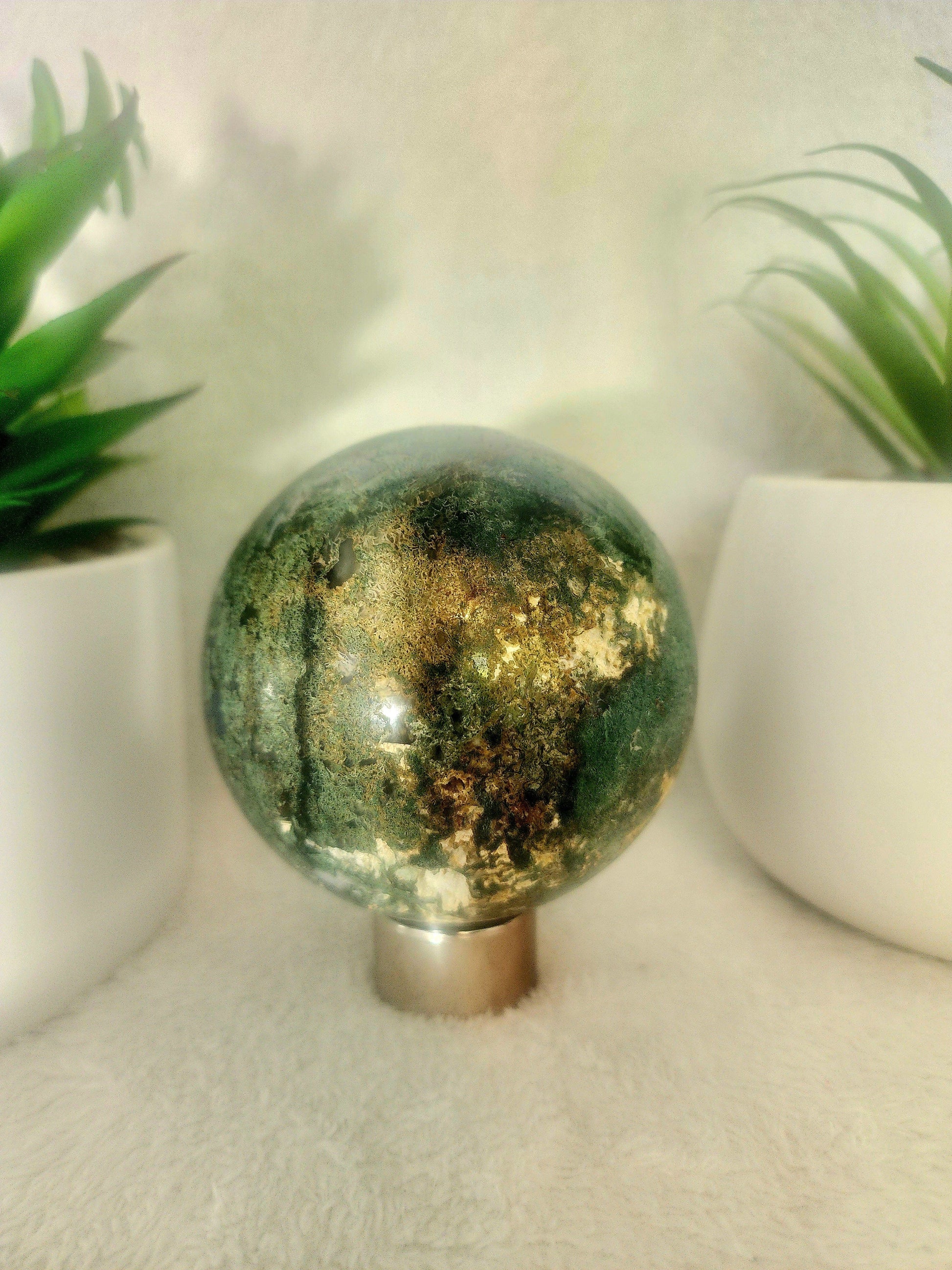 Crystals Moss Agate Sphere 795g