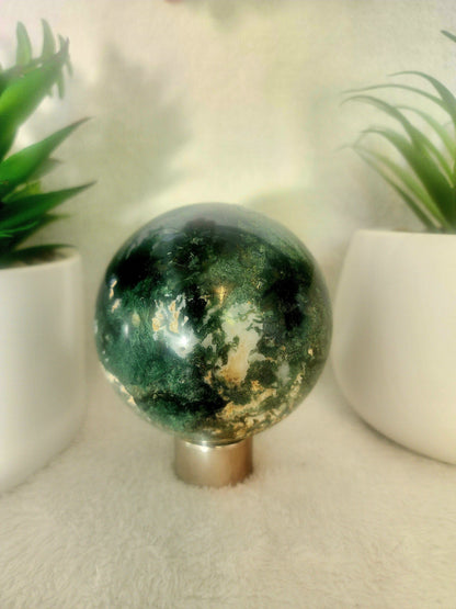 Crystals Moss Agate Sphere 795g