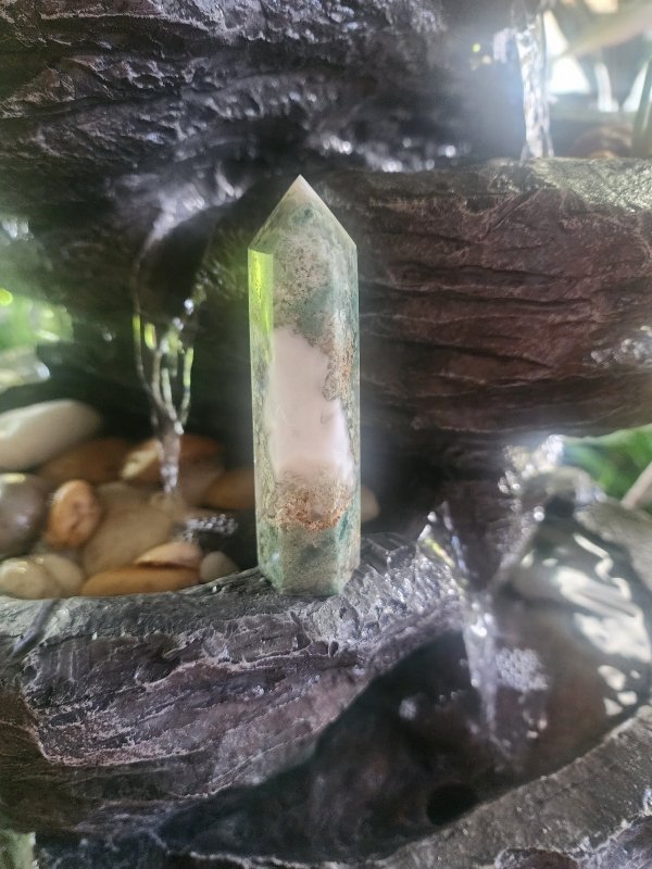 Moss Agate Tower Point - Crystals Australia