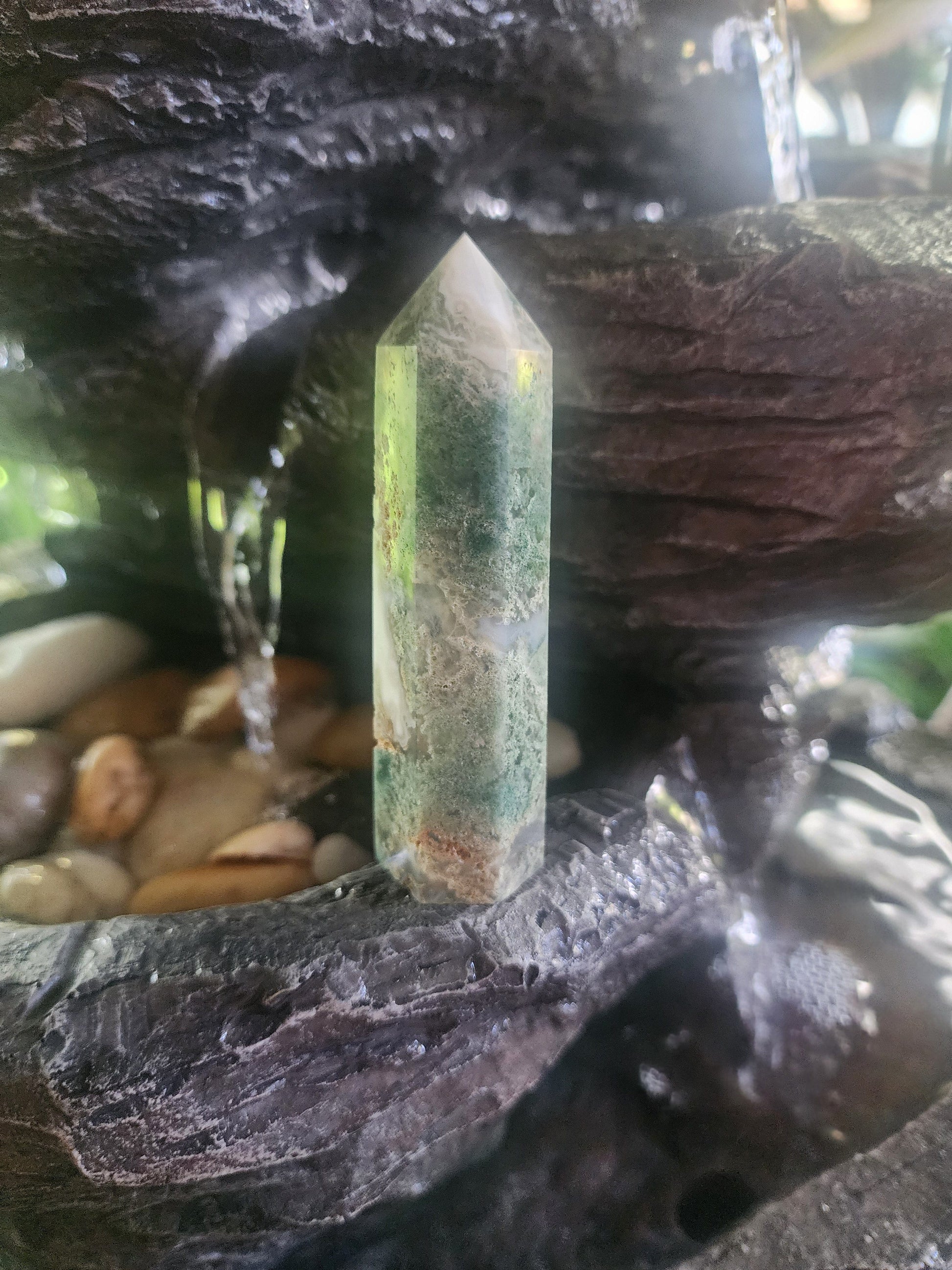Crystals Moss Agate Tower Point