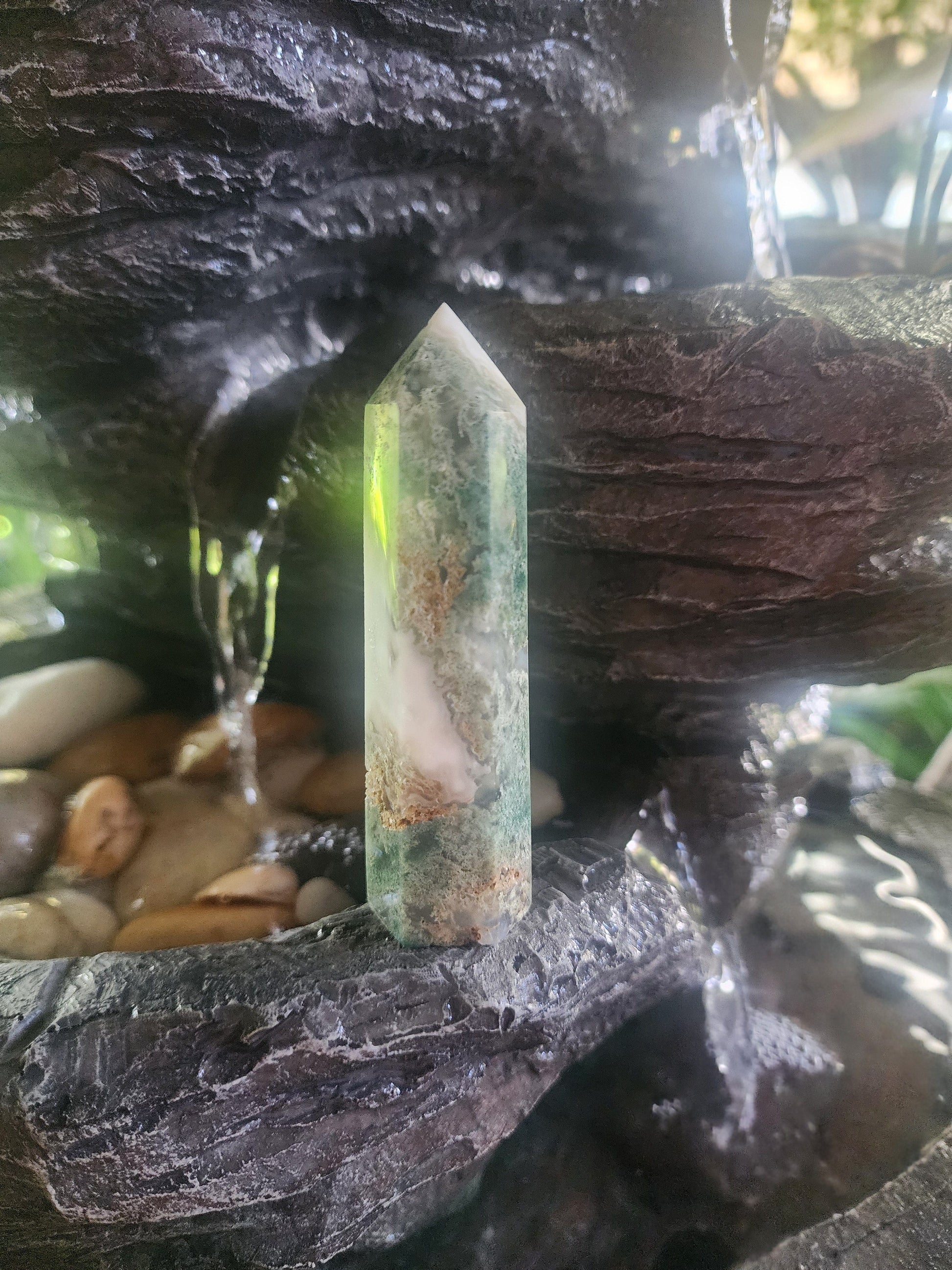 Crystals Moss Agate Tower Point