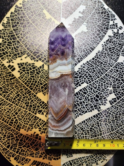 Natural Amethyst Agate Crystal Point 475g 17cm - Crystals Australia