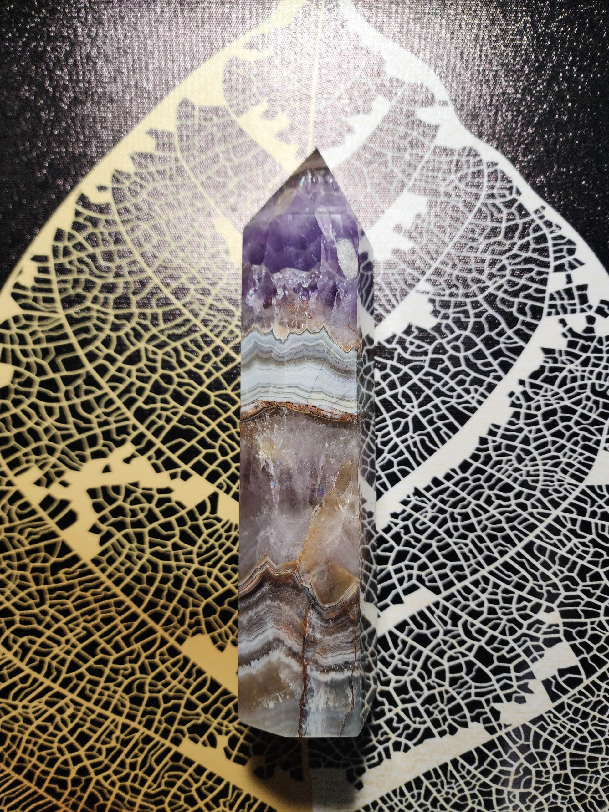 Crystals Natural Amethyst Agate Quartz Crystal Point 475g 17cm Australia
