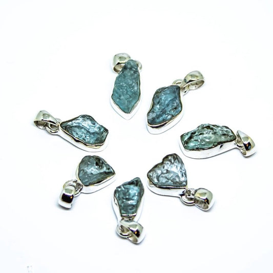 Natural Aquamarine Pendant Necklace - Sterling Silver 925 - Jewellery Australia