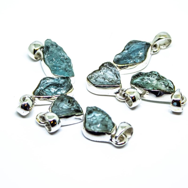 Natural Aquamarine Pendant Necklace - Sterling Silver 925 - Jewellery Australia
