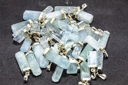 Natural Aquamarine Pendant Necklace - Sterling Silver 925 - Jewellery Australia