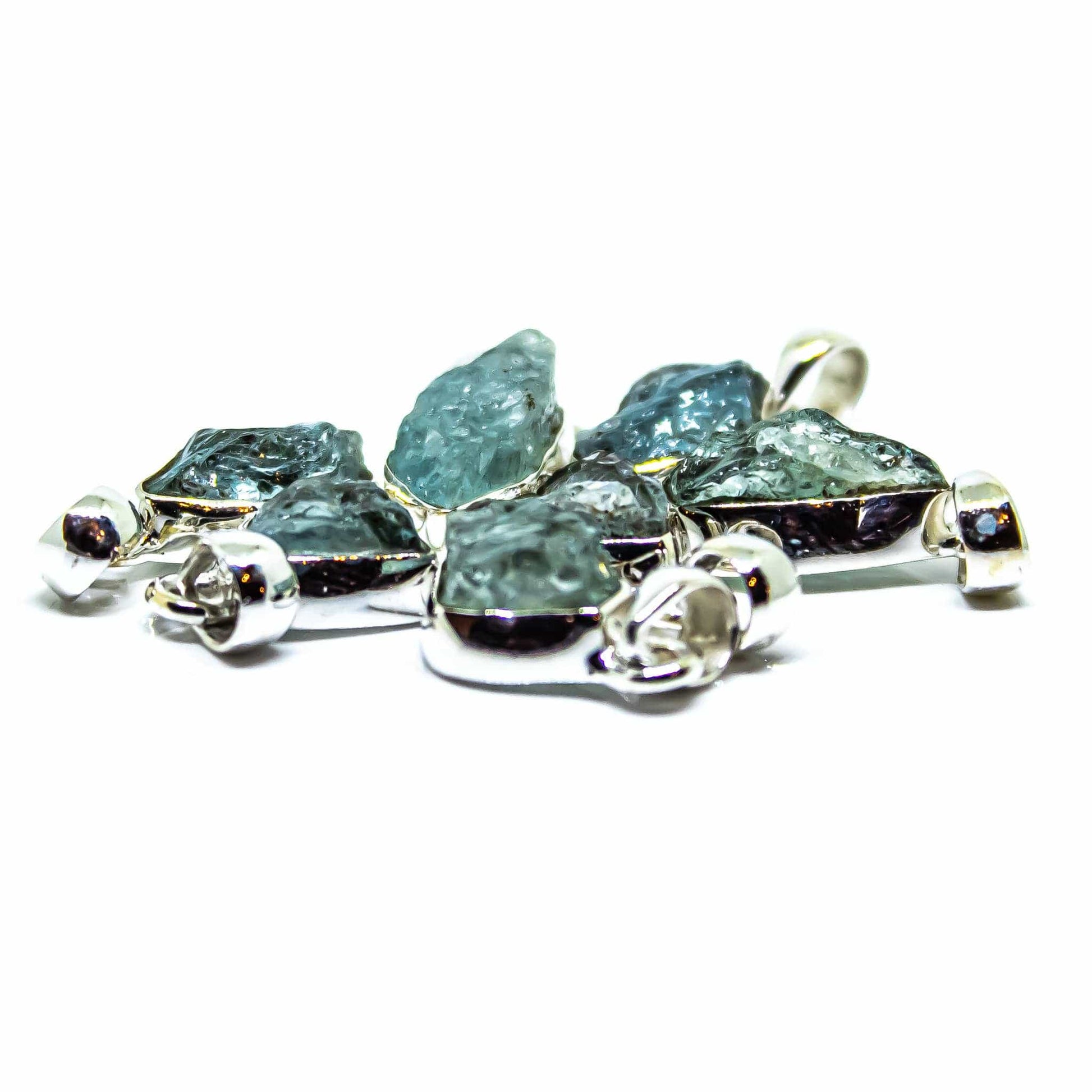 Jewellery Natural Raw Aquamarine Pendant Necklaces Sterling Silver 925