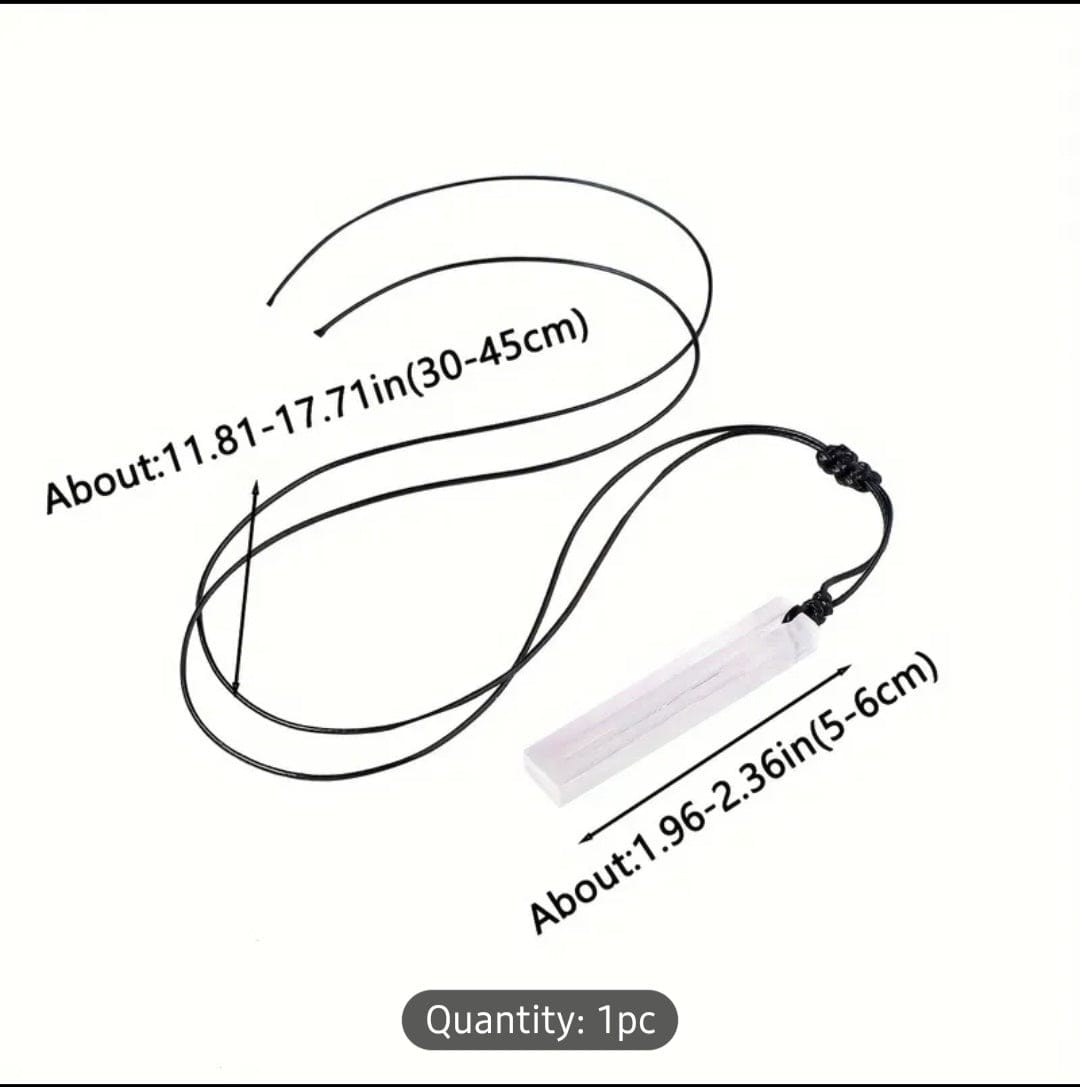 Jewellery Natural Selenite Gypsum Stick Pendant Necklace