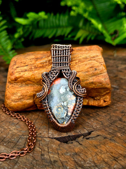 Jewellery Noreena Jasper Copper Wire Wrapped Handmade Pendant Necklace