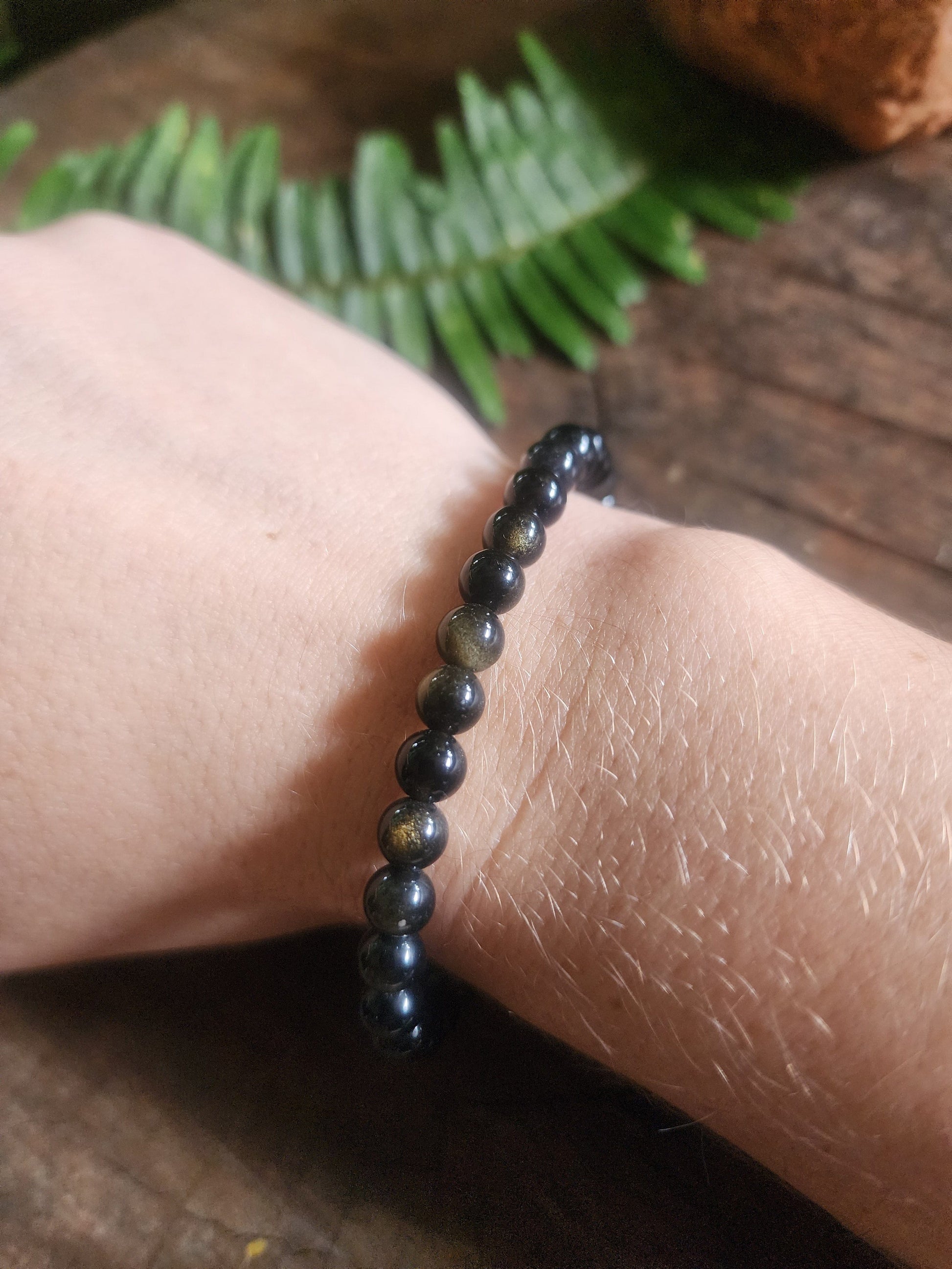 Obsidian Bracelet Golden Sheen 6mm Australia