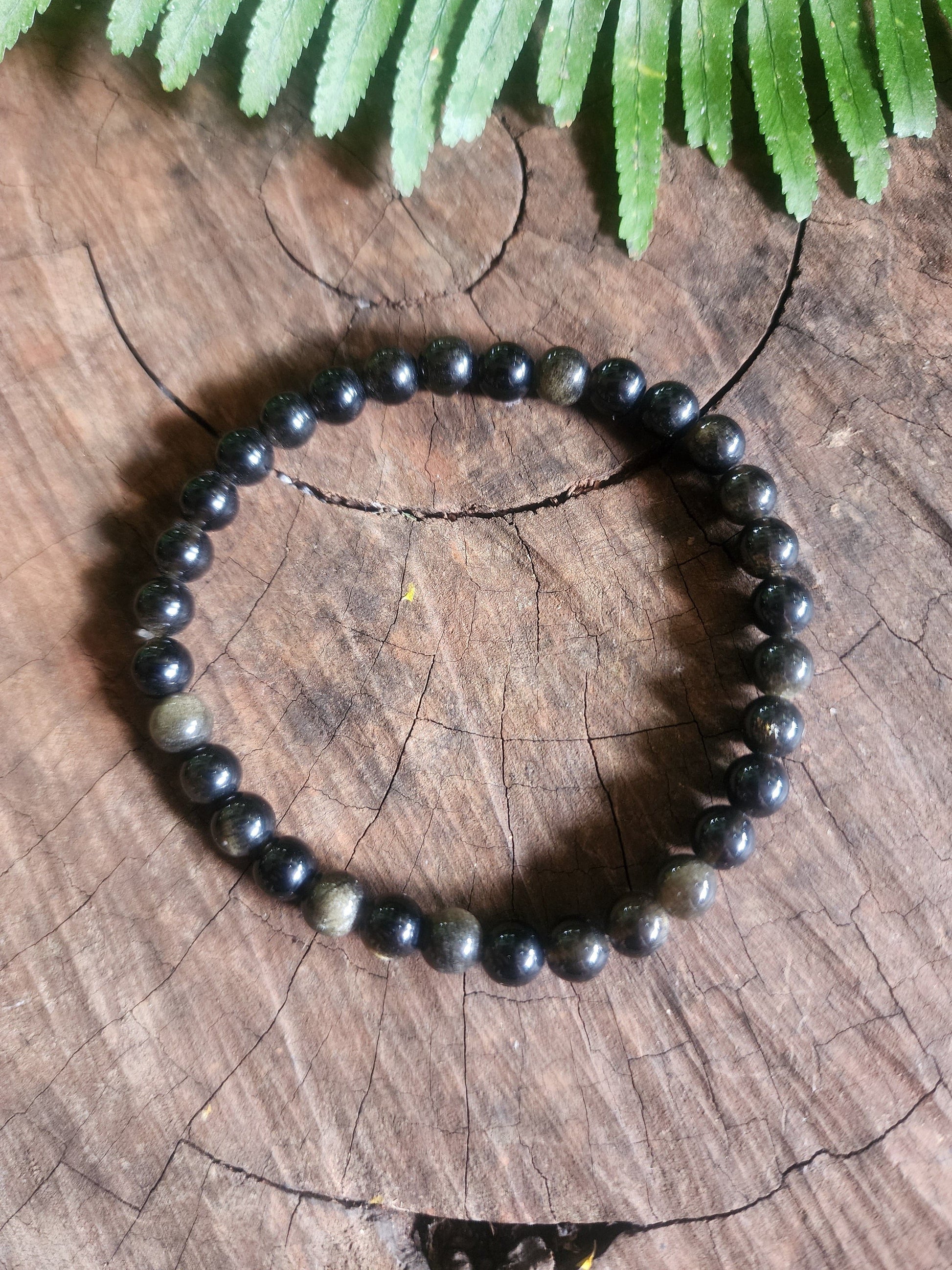 Obsidian Bracelet Golden Sheen 6mm Australia