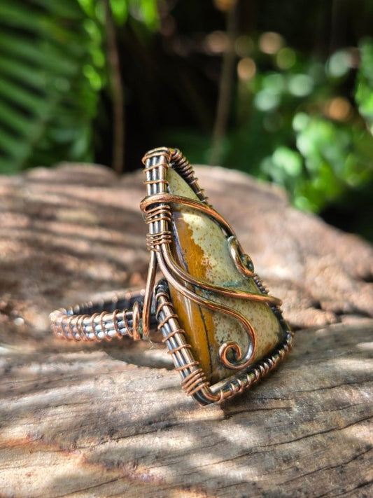 Picture Jasper Copper Wire Wrapped Ring - Jewellery Australia
