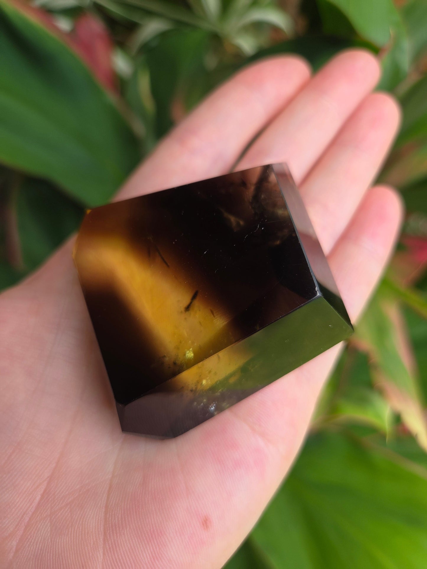 Crystals Polished Smoky Quartz with Rainbow Inclusion
