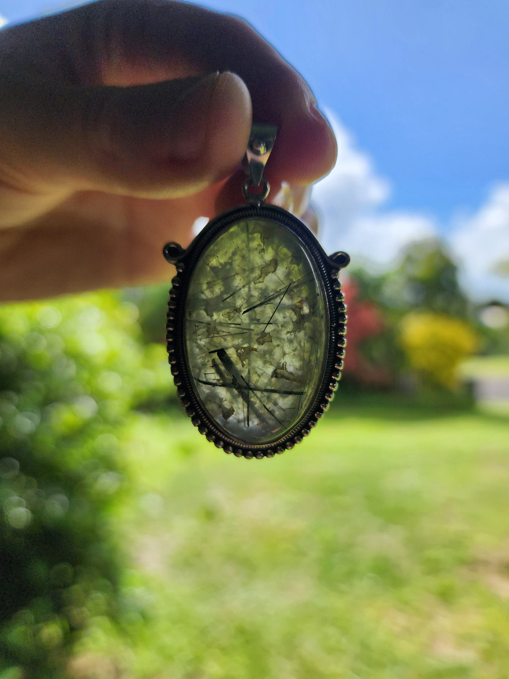 Crystals Prehnite Pendant Necklace