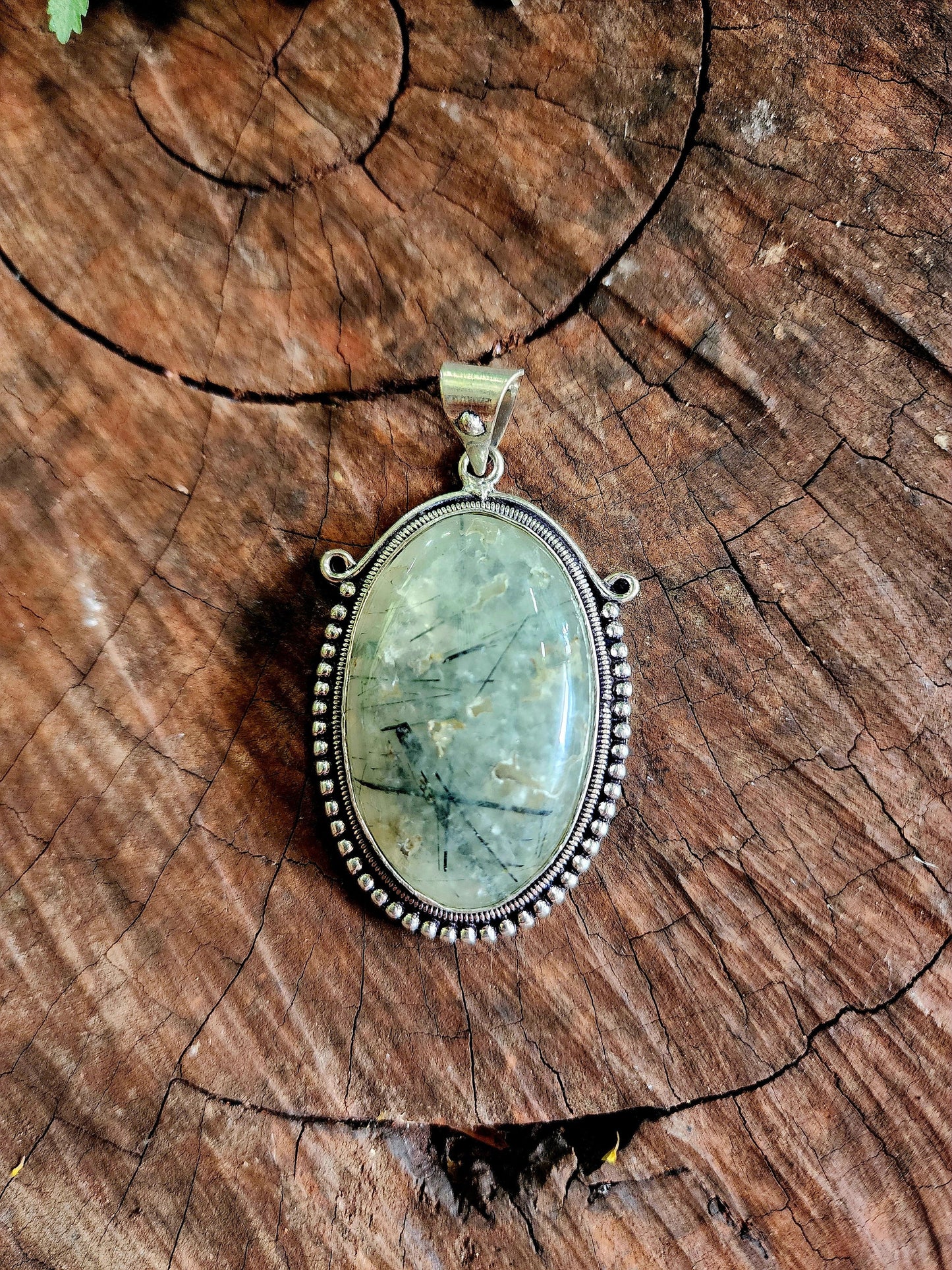 Crystals Prehnite Pendant Necklace