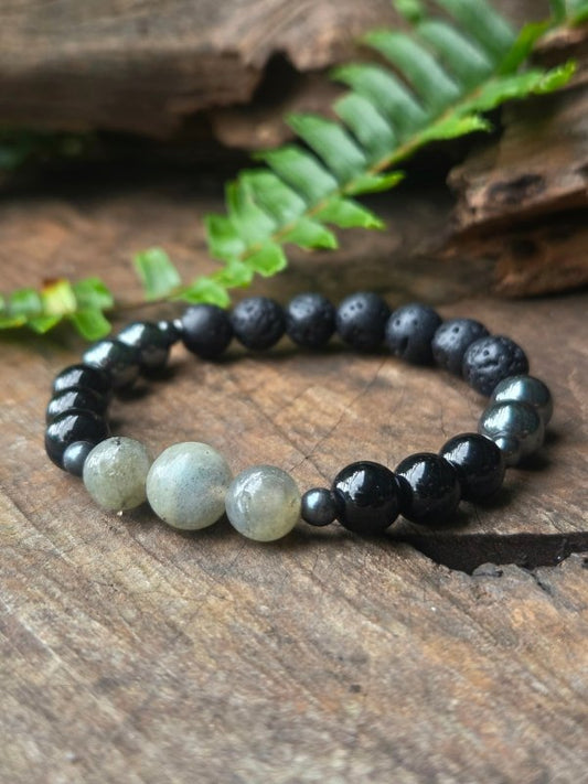 Protection Bracelet – Labradorite, Obsidian, Hematite & Lava Stone - Jewellery Australia